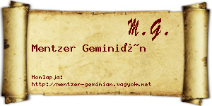 Mentzer Geminián névjegykártya